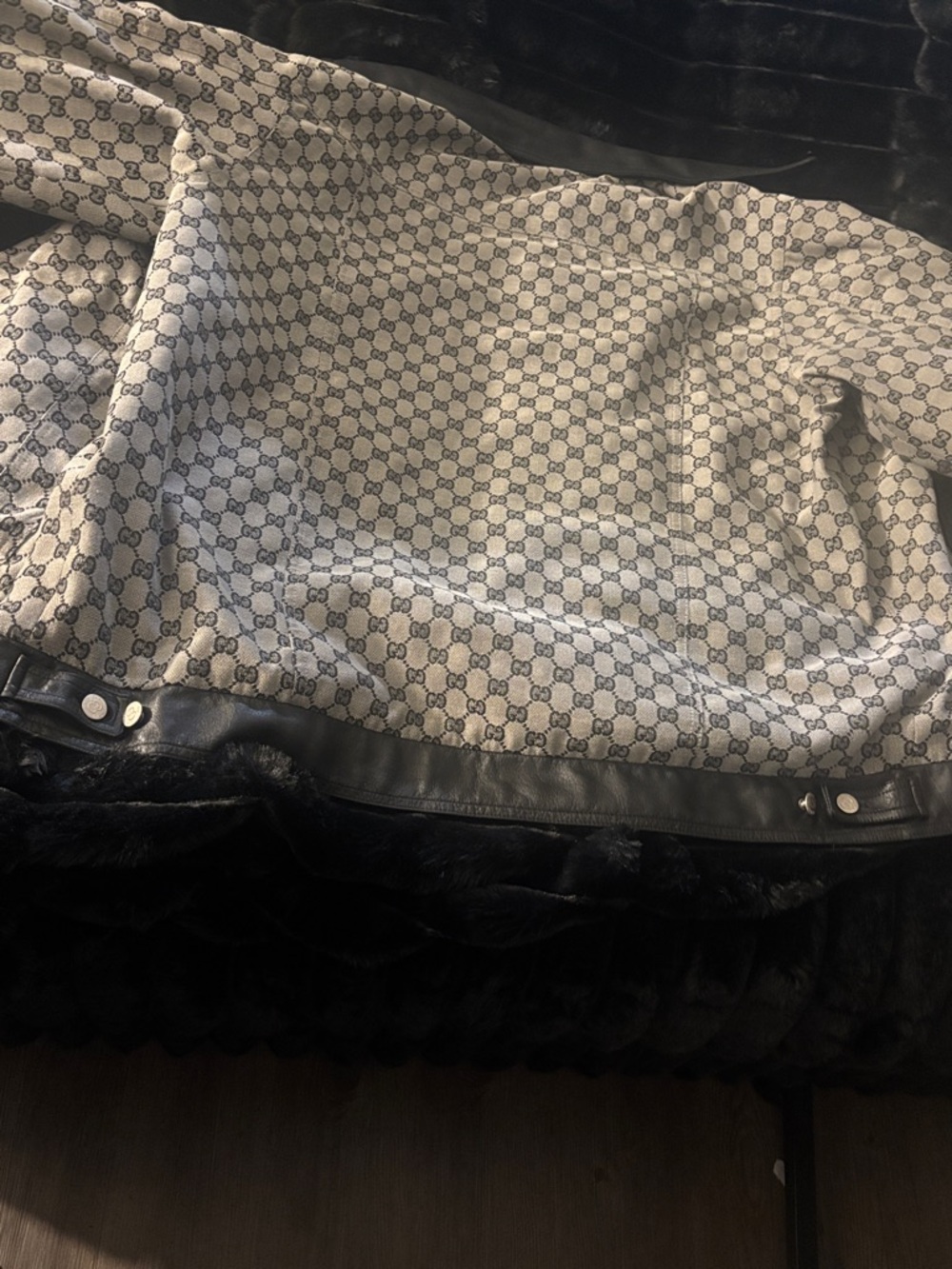 Gucci Black & Gray Monogram Bomber Jacket - Picture 5 of 6